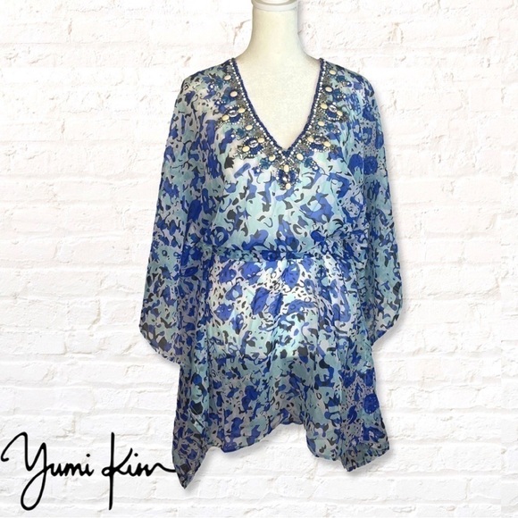 Yumi Kim Other - YUMI Kim exotic jungle Swim Cover Tunic kaftan Size M / L Beaded Blue